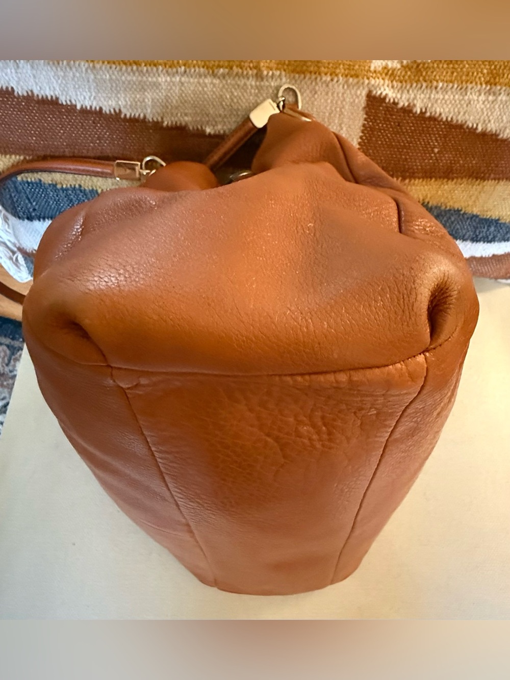 Coach #26224 Madison Phoebe Pebble Leather Cognac Brown Hobo Handbag - Picture 4 of 14